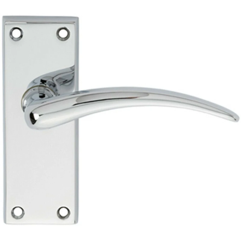 Image of Loops PAIR Slim Arched Door Handle on Latch Backplate 150 x 43mm Polished Chrome Multi