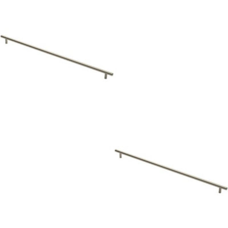 Image of Loops 2x Round T Bar Cabinet Pull Handle 572 x 12mm 512mm Fixing Centres Satin Nickel Metallics unisex