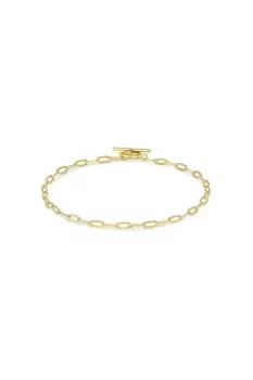 Image of Sterling Silver Gold Small Paperlink T-Bar Bracelet