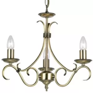 Image of Hanging Ceiling Pendant Light ANTIQUE BRASS 3x Shade Vintage Lamp Bulb Holder