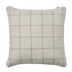 Image of Ellis Checked Natural Cushion Grey and Brown
