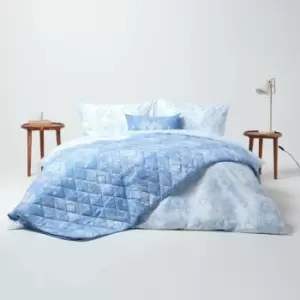 Image of Blue French Toile Patterned Bedspread, 200 x 200cm - Blue - Homescapes