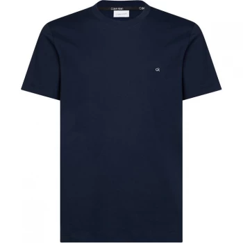 Image of Calvin Klein Cotton Logo Embroidery T-Shirt - Calvin Navy