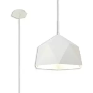 Image of Luminosa Single Pendant, 1 Light Adjustable E27, White, Silver Inner