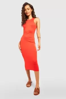 Image of Basics Racer Neck Midi Dress