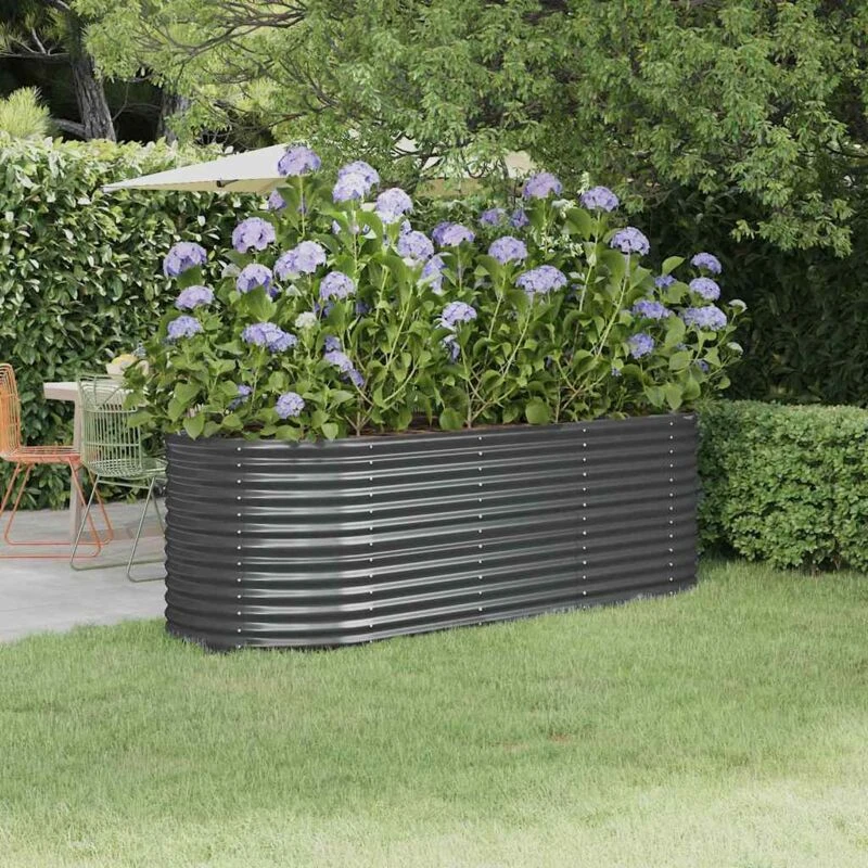 Image of vidaXL Garden Raised Bed Powder-coated Steel 224x80x68cm Anthracite, Grey 318956