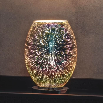 Image of Endon Stellar - 1 Light Table Lamp Chrome Holographic Glass, Chrome Plate, E14