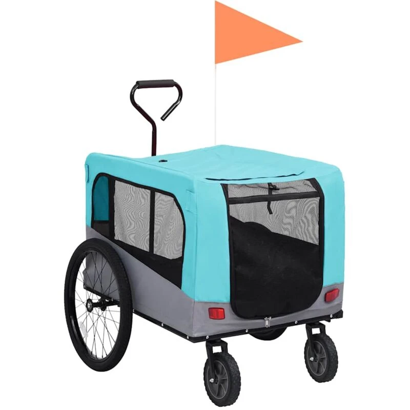 Image of VIDAXL Vidaxl - 2-in-1 Pet Bike Trailer & Jogging Stroller Blue and Grey 8719883868851
