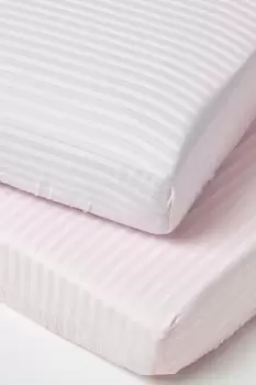 Image of Cotton Stripe Fitted Cot Sheets 330 Thread Count, 2 Pack