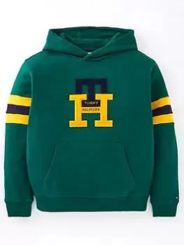 Image of Tommy Hilfiger Boys Icon Monogram Hoodie - Dark Green, Dark Green, Size 10 Years