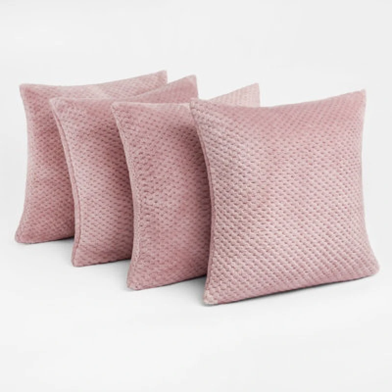 Image of OHS OHS 4 Pack of Waffle Fleece Square Cushion Covers in Light Pink Size: 45cm x 45cm Light Pink 45cm x 45cm Unisex 5027434090747