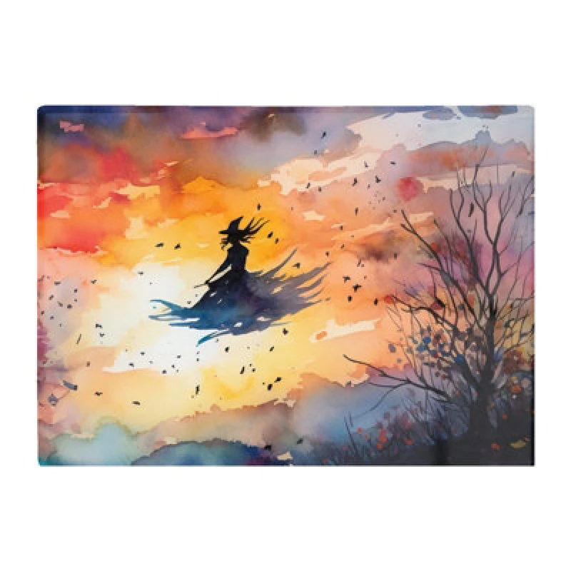 Image of Warren Reed Designer A Watercolor Graceful Witch Glass Chopping Board