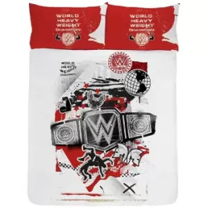 Image of WWE Champion Duvet Cover Set (Double) (White/Red/Black) - White/Red/Black