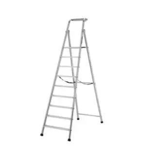 Image of Heavy-Duty 9-Tread Aluminium Step Ladder - 2140mm Platform Height - EN131 Compliant & GS Approved