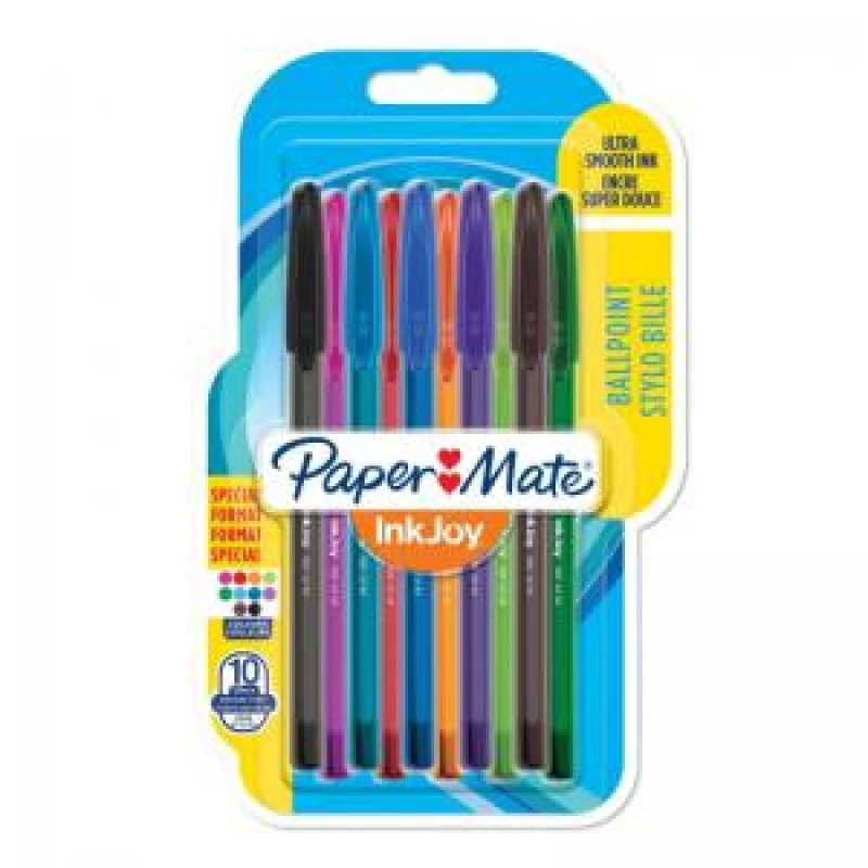 Image of Paper Mate Inkjoy 12 Pack 100ST Ballpoint Pens Pack of 10 Assorted Colours