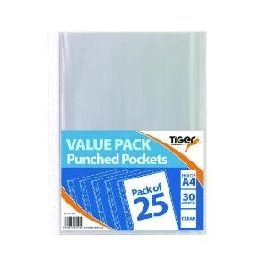 Image of A4 Punched Pockets 30 Micron Pack of 375 301599