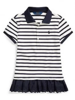 Image of Ralph Lauren Girls Short Sleeve Stripe Ruffle Hem Polo