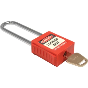 Image of Safety Lockout Padlock Long Shackle - Red