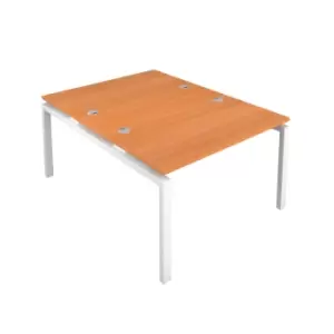 Image of Telescopic Sliding 2 Person Beech Bench with Cable Port - 1200 X 800 - White Frame