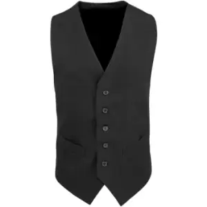 Image of Premier Mens Lined Polyester Waistcoat / Catering / Bar Wear (Pack of 2) (XL) (Black) - Black