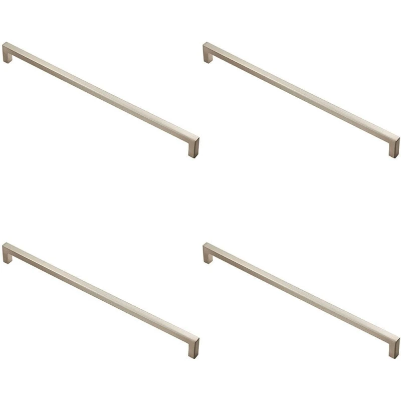 Image of Loops 4x Square Block Handle Pull Handle 330 x 10mm 320mm Fixing Centres Satin Nickel Metallics unisex