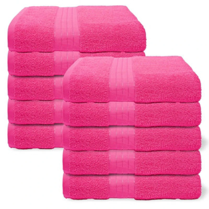 Image of OHS OHS 10 Pack of 100% Cotton Bath Sheet Bathroom Towel in Pink Pink Bath Sheet Unisex 5027434228966