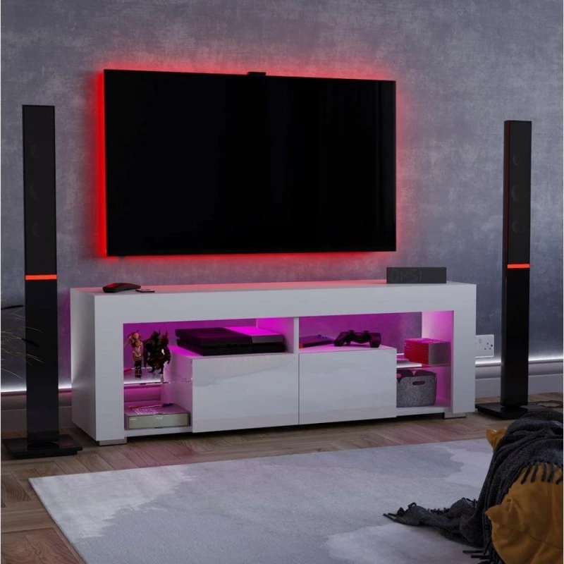 Image of Lassic Vida Designs Luna 2 Drawer LED TV Unit White unisex 2 Drawer