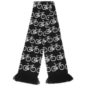 Image of FLOSO Unisex Bicycle Pattern Knitted Winter Scarf With Fringe (One Size) (Black/White)
