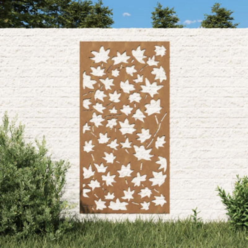 Image of vidaXL Garden Wall Decoration 105x55cm Corten Steel Maple Leaf Design, Brown 824479