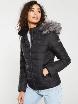 Image of Tommy Jeans Essential Hooded Down Jacket - Black