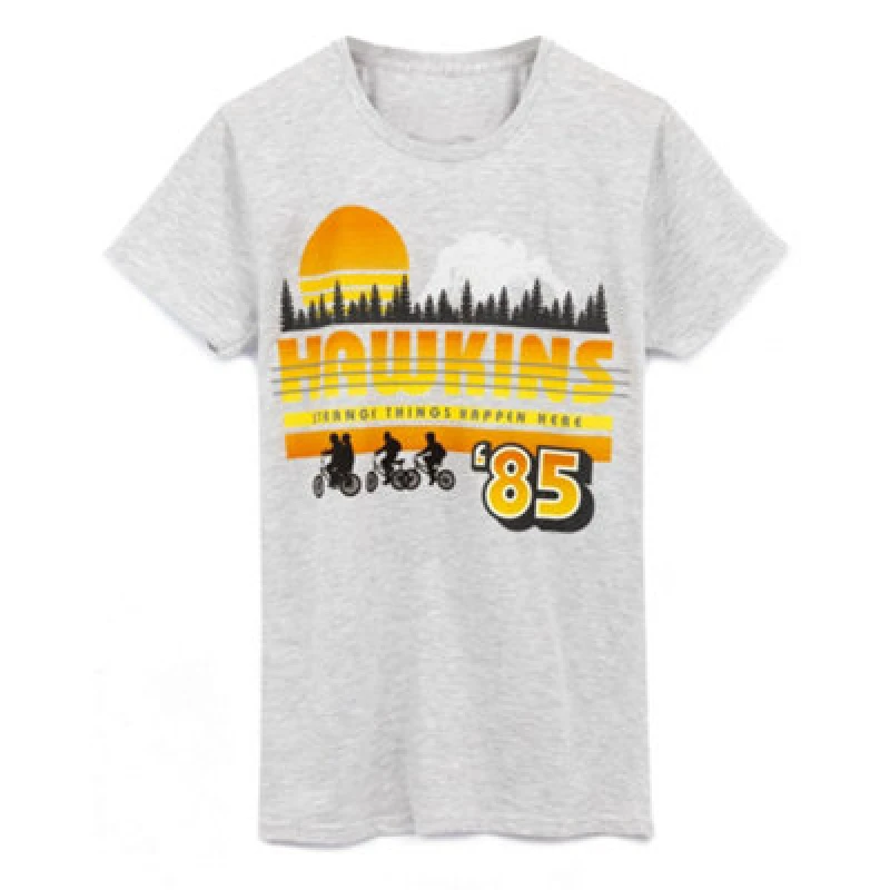 Image of Stranger Things Stranger Things Men Short Sleeved T-Shirt in Grey Size: 2X-large Grey XXL Male 5056549013426