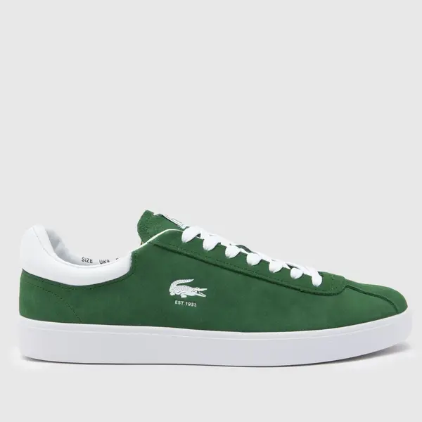 Image of Lacoste Dark Green / White Baseshot Suede Trainers Green Male 11 191180UK