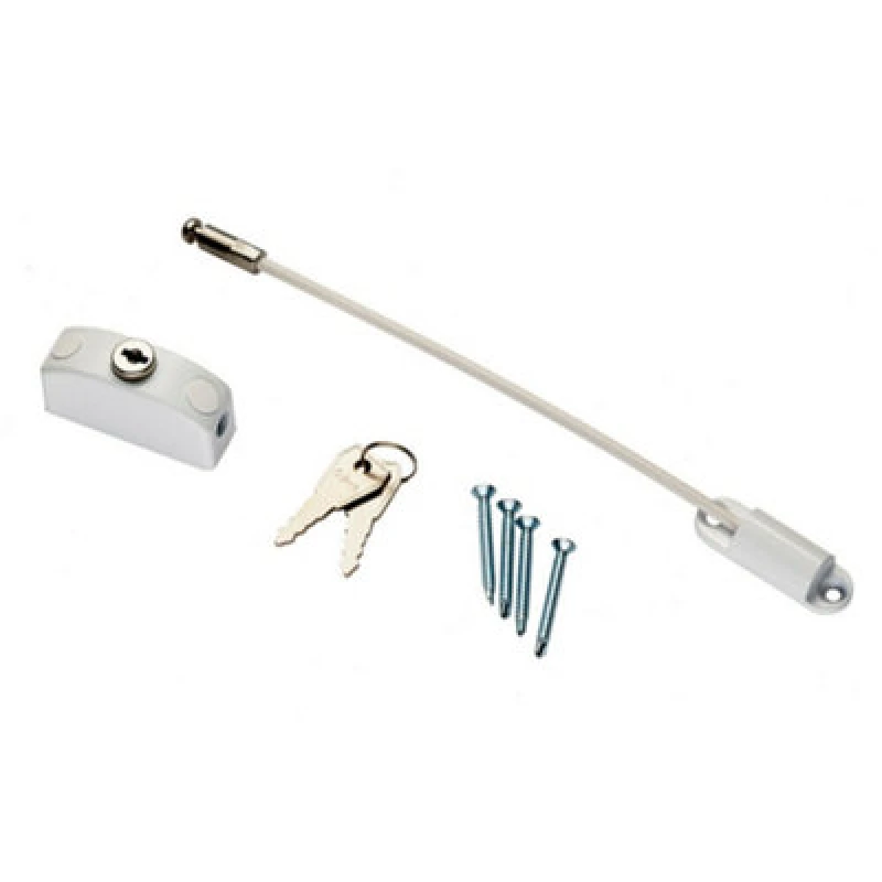 Image of Loops Lockable Cable Window & Door Restrictor Keys Included 215mm White PVC White unisex