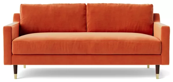 Image of Swoon Rieti Velvet 2 Seater Sofa - Burnt Orange