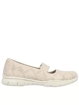 Image of Skechers Open Crochet Knit Mary Jane - Natural, Beige, Size 7, Women