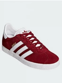 Image of adidas Originals Gazelle Junior Trainer, Burgundy/White, Size 4
