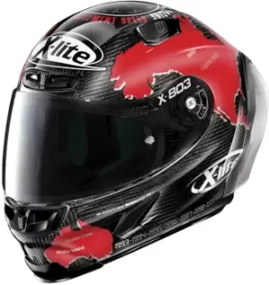 Image of X-Lite X-803 RS Ultra Carbon Replica C. Checa Helmet, black-red, Size S, black-red, Size S