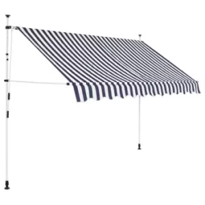 Image of VidaXL Manual Retractable Awning 300cm Blue and White Stripes