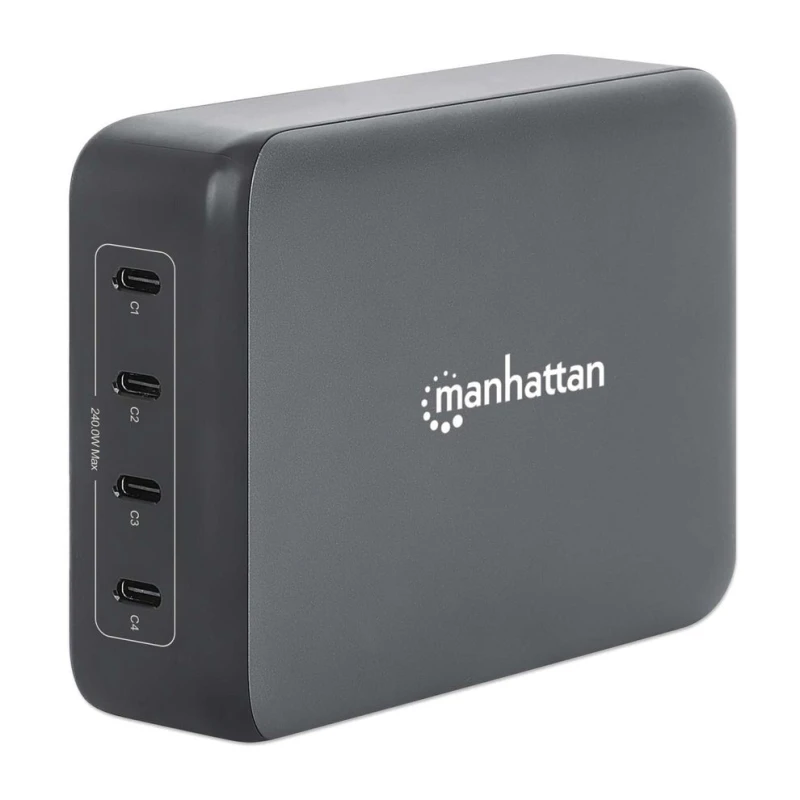 Image of Manhattan Manhattan Mains USB-C Laptop Charging Station 4-port, Universal charging for ALL laptops (incl power hungry gaming machines & equivalent) wi
