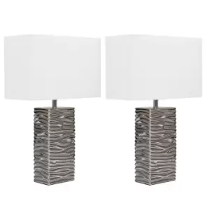 Image of Etienne Pair of Silver Table Lamps
