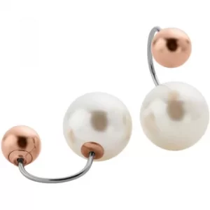 Image of Ladies Skagen Two-Tone Steel and Rose Plate Earring