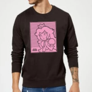 Image of Nintendo Super Mario Princess Peach Retro Line Art Sweatshirt - Black - 5XL