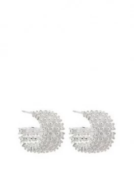 Image of Simply Silver Sterling Silver 925 Fine Solitaire Barrel Hoop Earrings