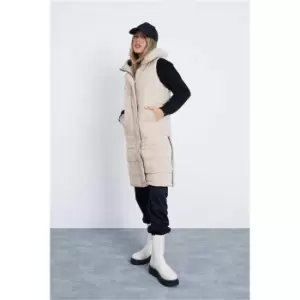 Image of I Saw It First Stone Premium Hooded Padded Gilet - Brown