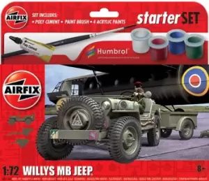 Image of AirFix Willys MB Jeep Green 1:72 Model Starter Set