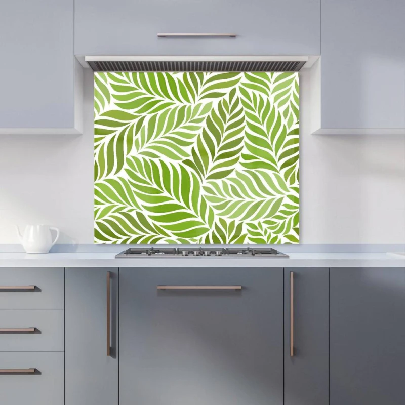 Image of Warren Reed - Designer Green Leaf Pattern Kitchen Splashback Size: 600mm x 650mm Green Unisex 600mm x 650mm