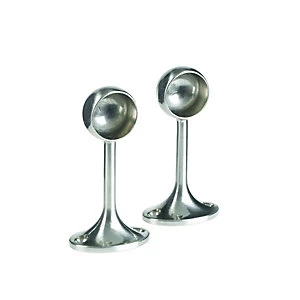 Image of Wickes Decorative End Rail Bracket - 25mm Brushed Nickel Pack of 2