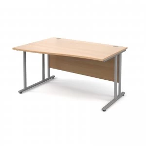 Image of Maestro 25 SL Left Hand Wave Desk 1400mm - Silver Cantilever Frame be
