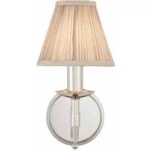 Image of Loops - Avery Luxury Single Arm Wall Light Traditional Bright Nickel & Beige Pleat Shade