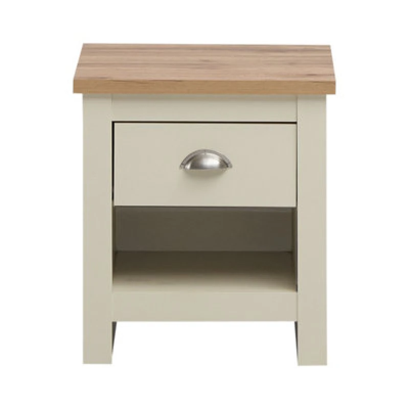 Image of Timber Art Design Lisbon Bedside Cabinet Bedroom Furniture Nightstand Table 1 Drawer Cream